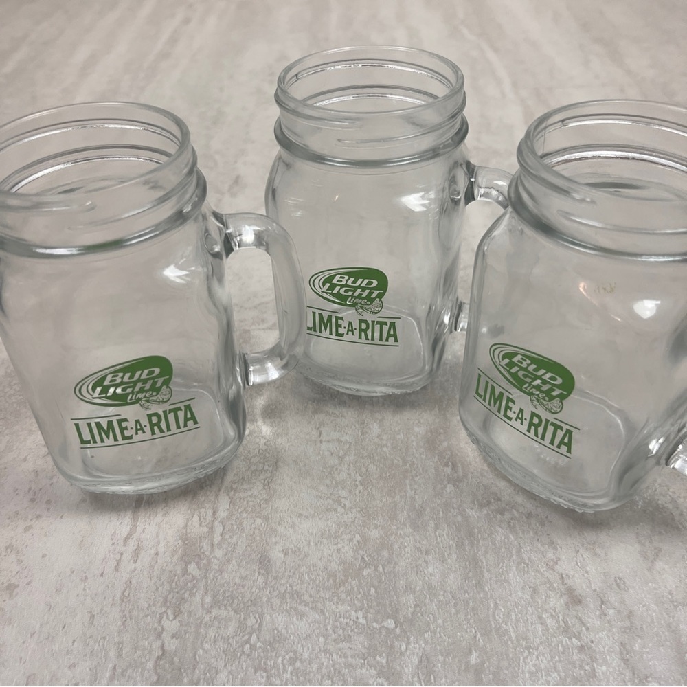 Bud Light Lime-a-Rita mason jar glassess 16 oz set of three